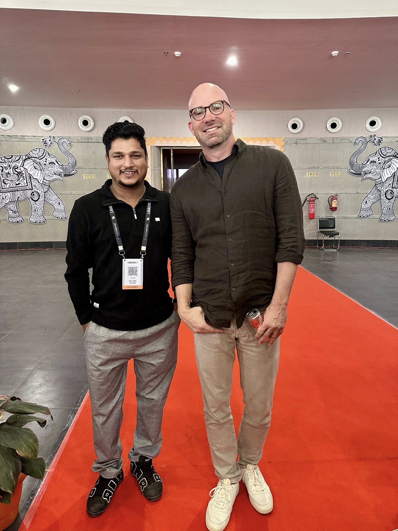 Saurabh Shukla with Taylor Otwell, creator of Laravel, at Laracon India